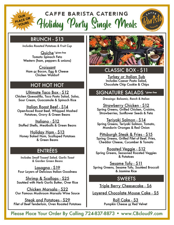 Holiday Party Single Meals 2020 2 Holiday Party Single Meals 2020 2